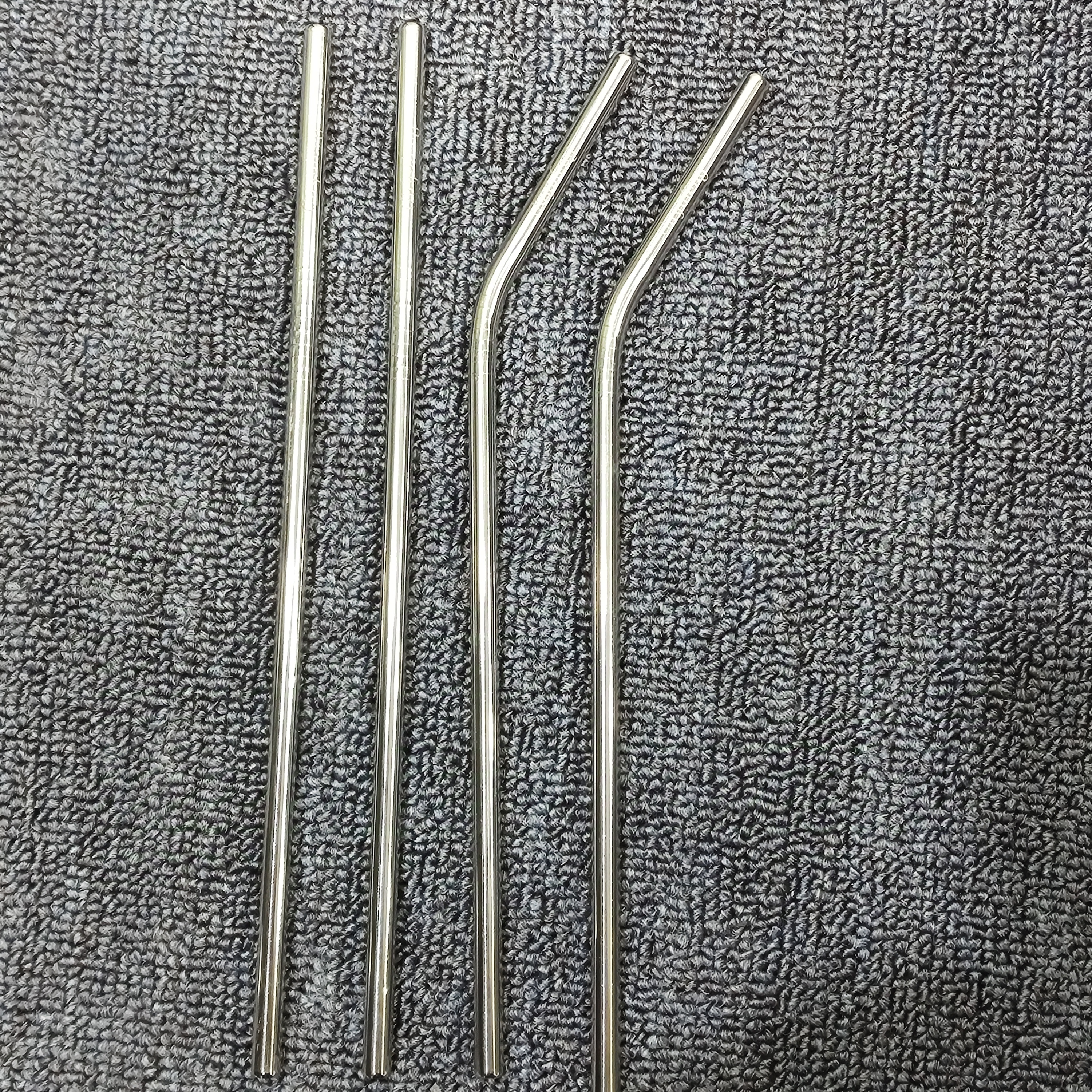 Stainless Steel Metal 304 Straw Set, Restaurant Beverage Straws Portable, Coffee, Milk Tea, Cocktail, Straight Elbow Straw with Cleaning Brush