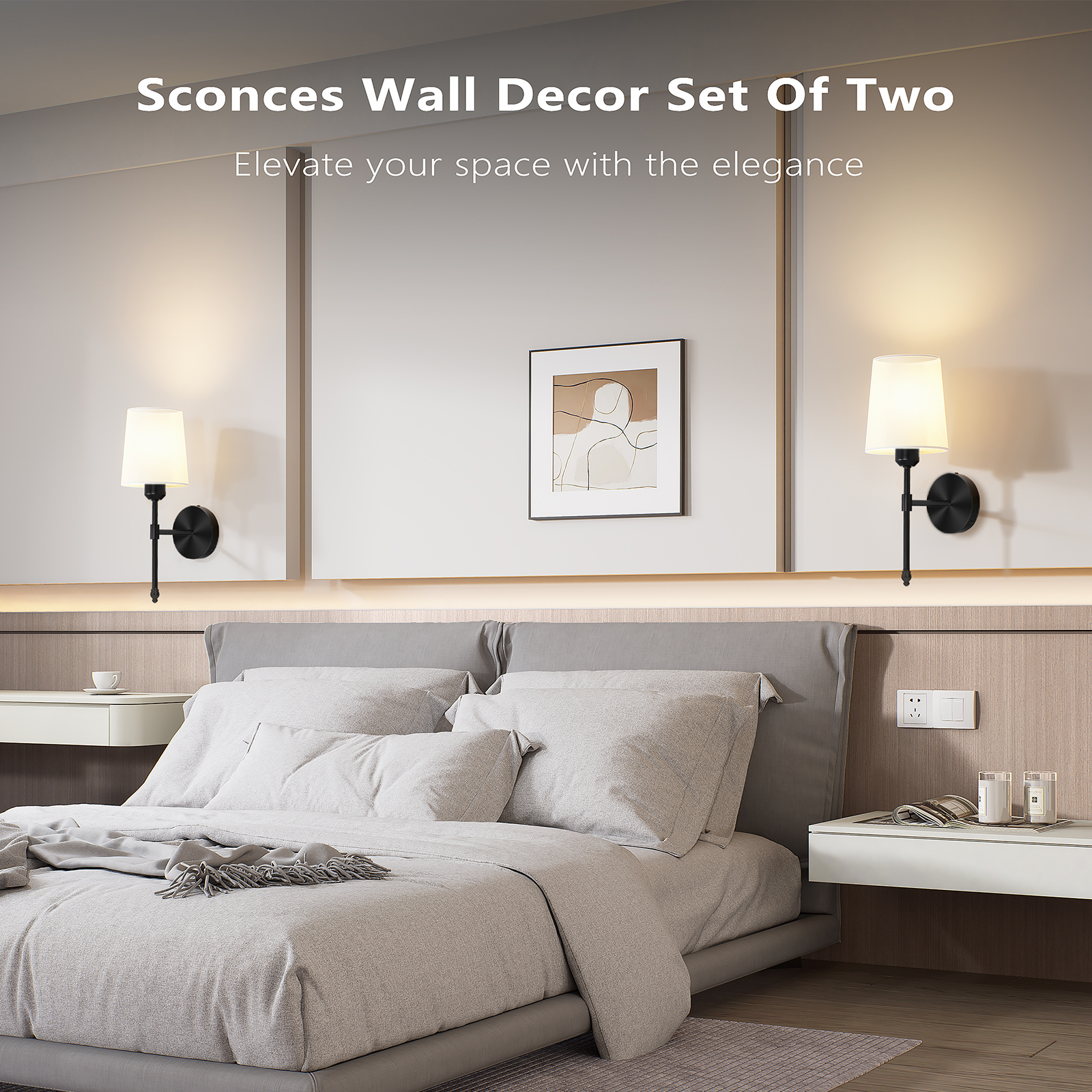 Battery Operated Wall Sconces Set of 2 – 5600mAh – 19in - Black - 图片 7
