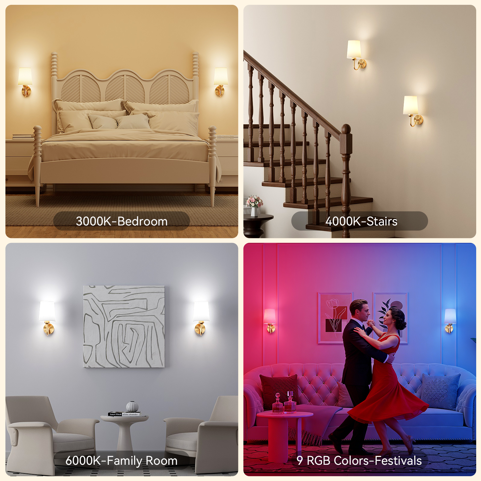 Battery Operated Wall Sconces Set of 2 – 5000mAh – 11.8in – Gold - 图片 7
