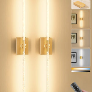Battery Operated Wall Sconces Set of 2 – 10000mAh – 31.6in - Gold