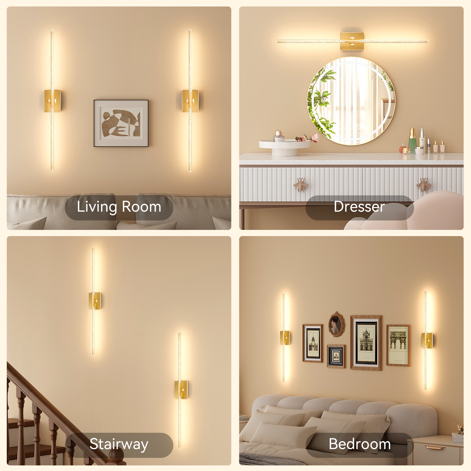 Battery Operated Wall Sconces Set of 2 – 10000mAh – 31.6in - Gold - 图片 7