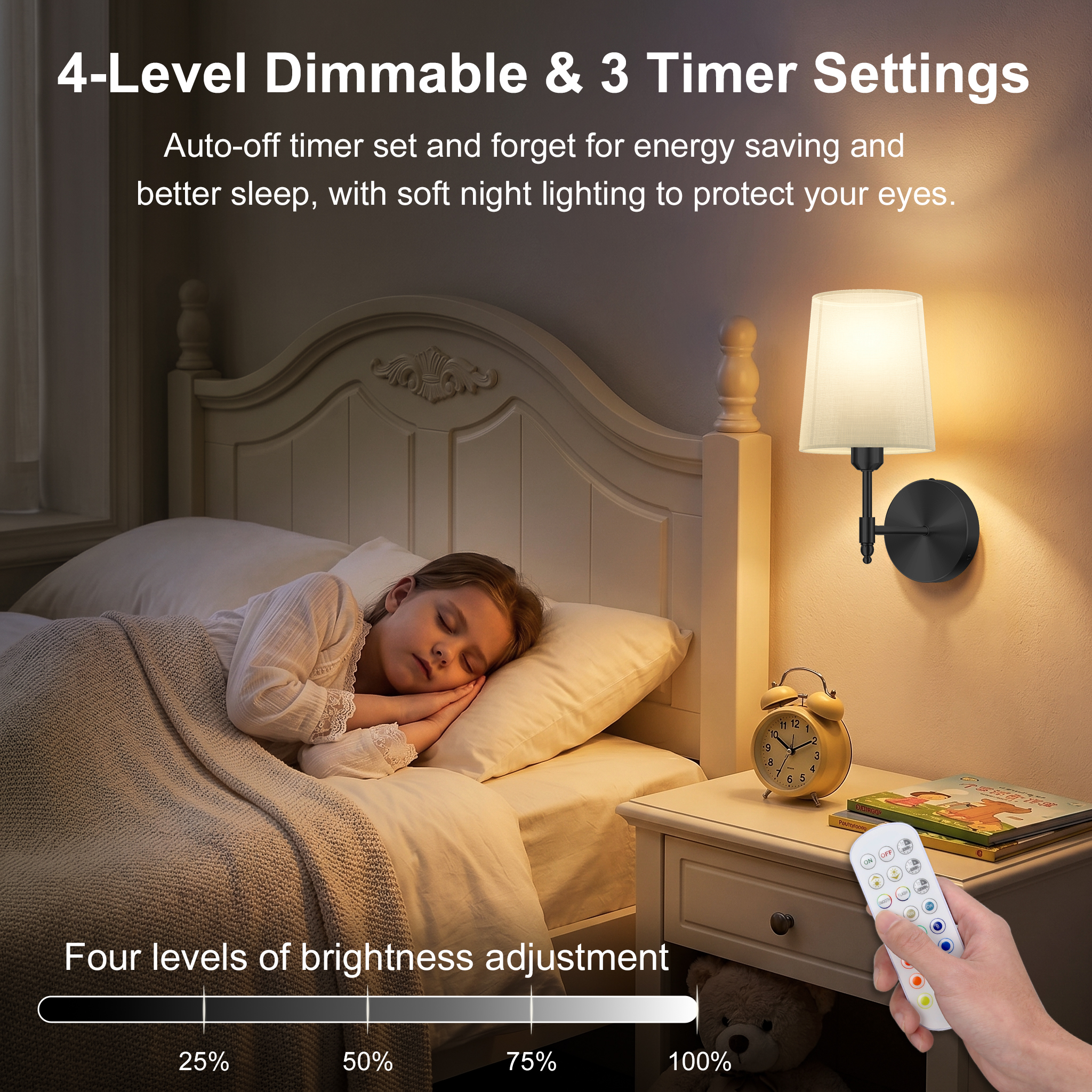 Battery Operated Wall Sconces Set of 2 – 15000mAh – 13.5in – Black - 图片 5