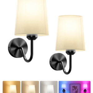 Battery Operated Wall Sconces Set of 2 – 5000mAh – 11.8in – Black